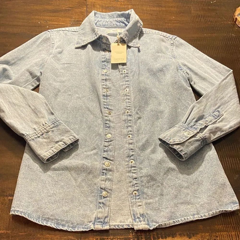 Mango Denim Light Blue Shirt MNG Large